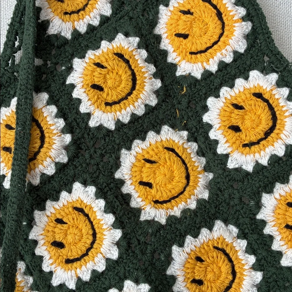Floral and Smiley Face Head Scarf Bundle of 2 Boho Hippie Head Scarves Retro 90s